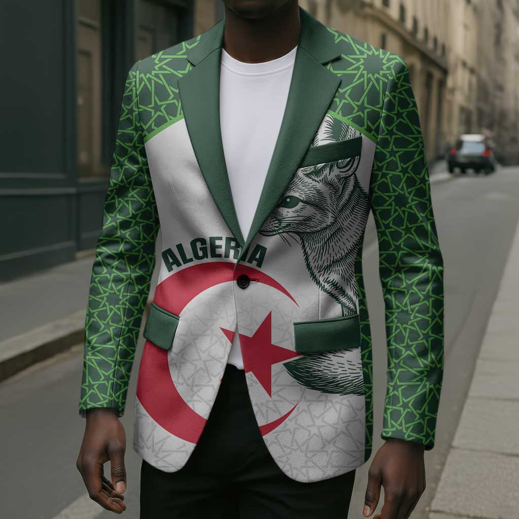 Custom Algeria Football Blazer 2026 Go Greens Fennec With Islamic Pattern - African Pride