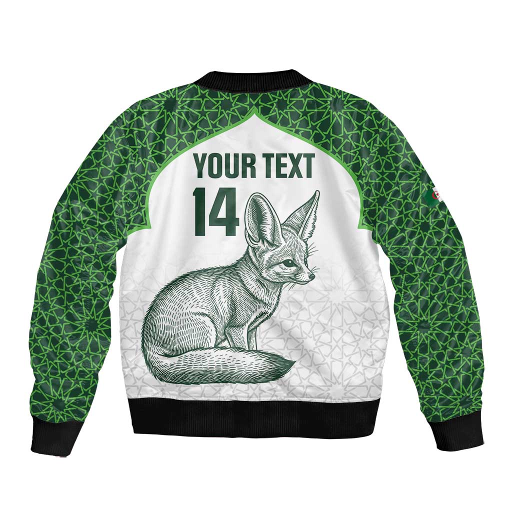 Custom Algeria Football Bomber Jacket 2026 Go Greens Fennec With Islamic Pattern - African Pride