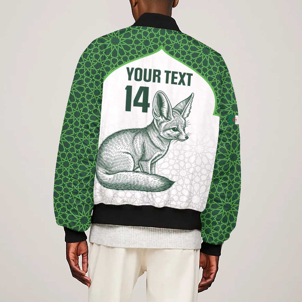 Custom Algeria Football Bomber Jacket 2026 Go Greens Fennec With Islamic Pattern - African Pride