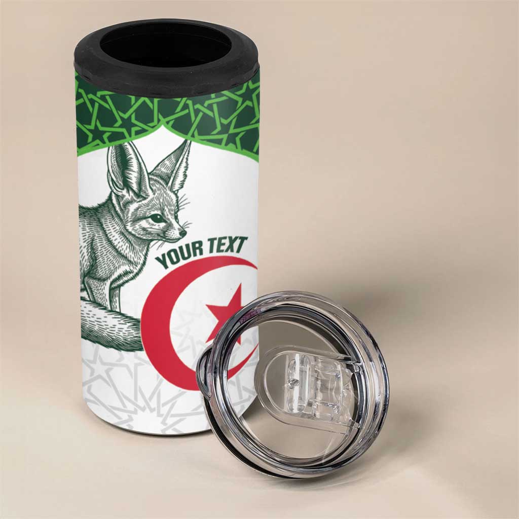 Custom Algeria Football 4 in 1 Can Cooler Tumbler 2026 Go Greens Fennec With Islamic Pattern - African Pride