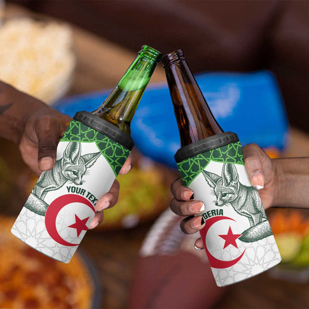 Custom Algeria Football 4 in 1 Can Cooler Tumbler 2026 Go Greens Fennec With Islamic Pattern - African Pride