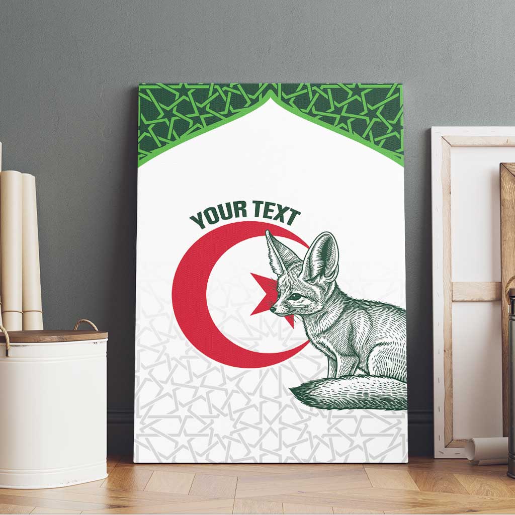 Custom Algeria Football Canvas Wall Art 2026 Go Greens Fennec With Islamic Pattern - African Pride