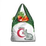 Custom Algeria Football Grocery Bag 2026 Go Greens Fennec With Islamic Pattern - African Pride