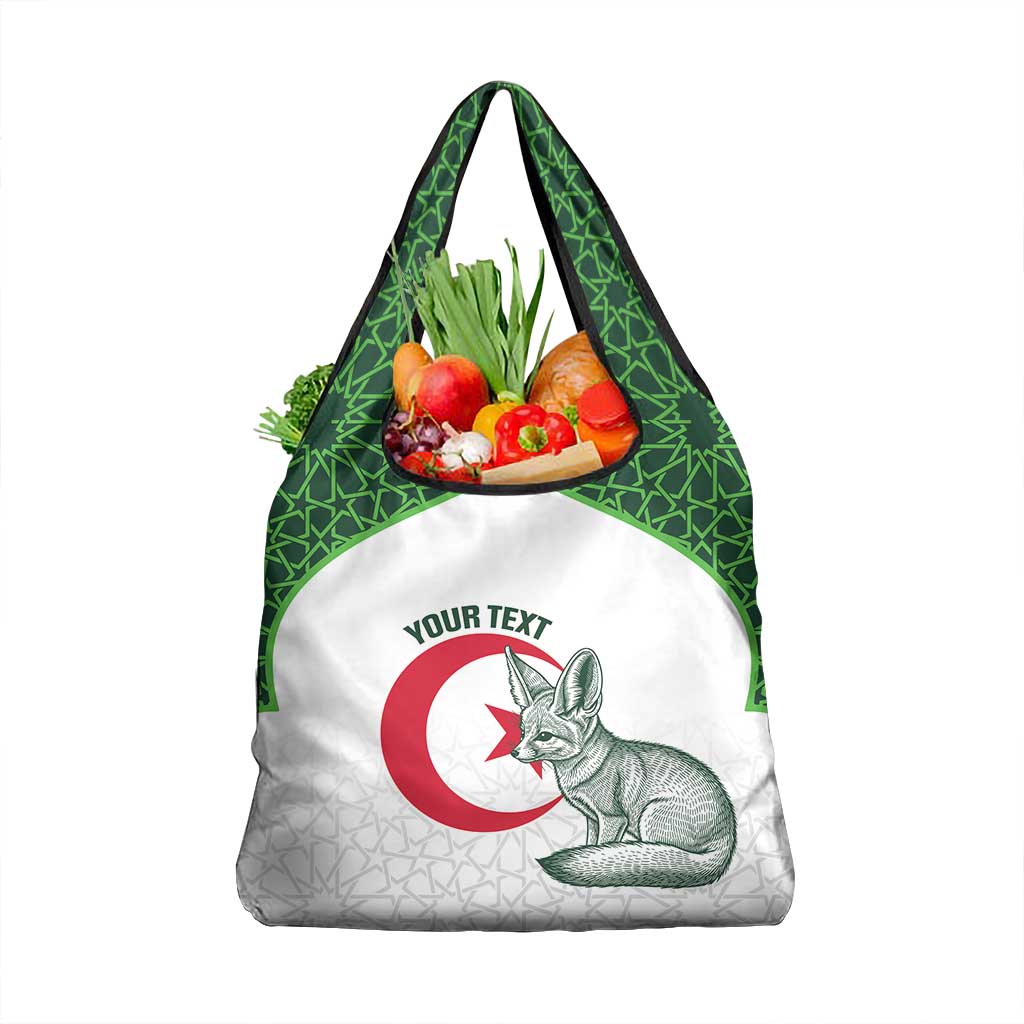 Custom Algeria Football Grocery Bag 2026 Go Greens Fennec With Islamic Pattern - African Pride