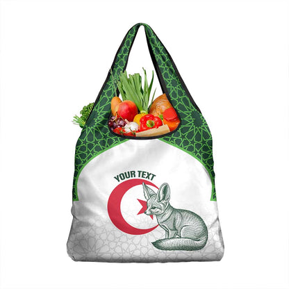Custom Algeria Football Grocery Bag 2026 Go Greens Fennec With Islamic Pattern - African Pride
