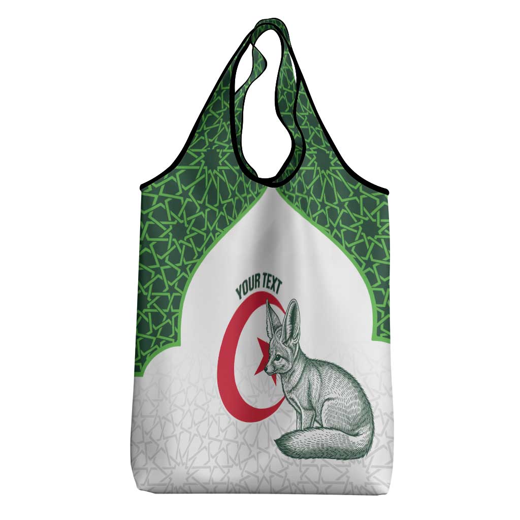 Custom Algeria Football Grocery Bag 2026 Go Greens Fennec With Islamic Pattern - African Pride
