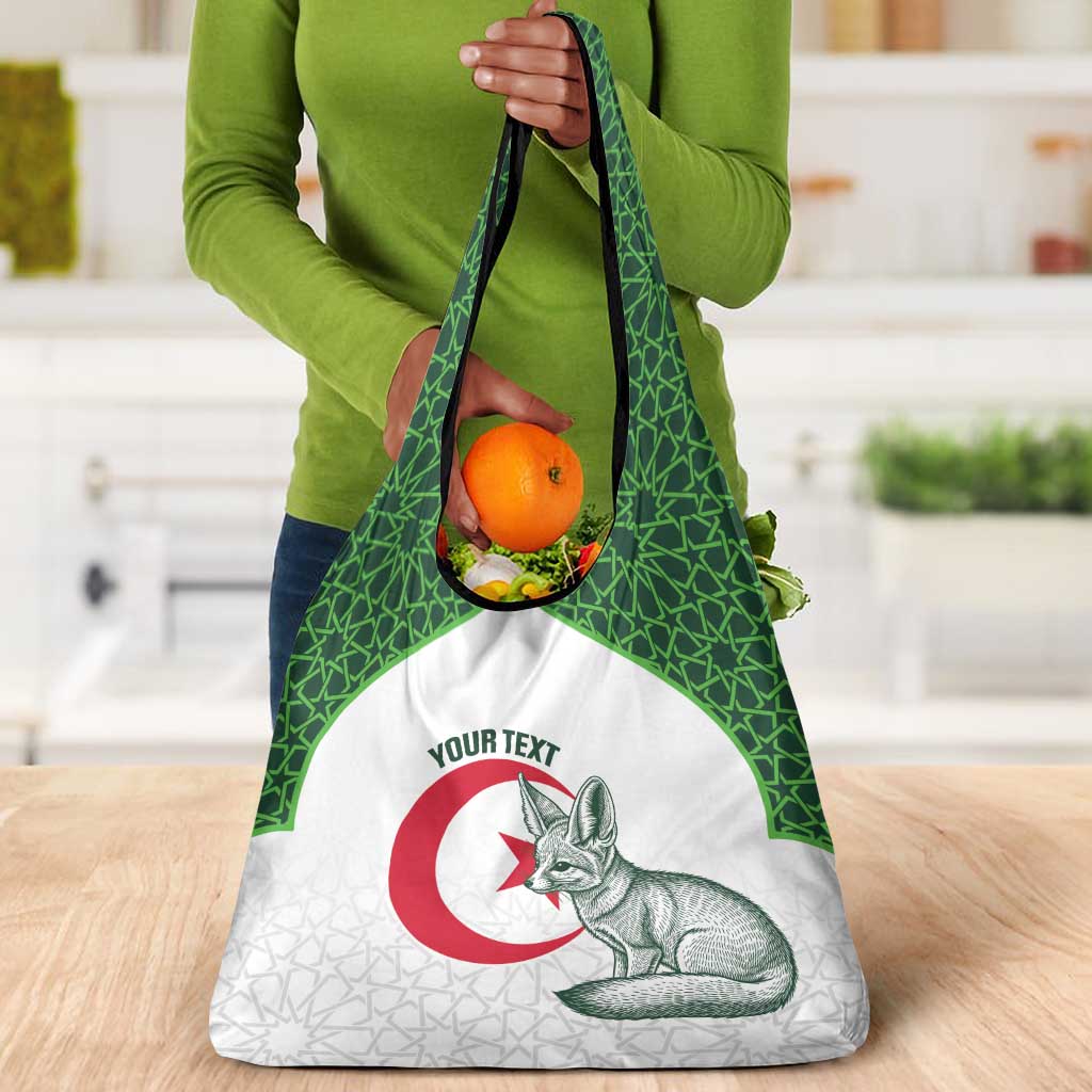 Custom Algeria Football Grocery Bag 2026 Go Greens Fennec With Islamic Pattern - African Pride