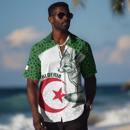 Custom Algeria Football Hawaiian Shirt 2026 Go Greens Fennec With Islamic Pattern LT14