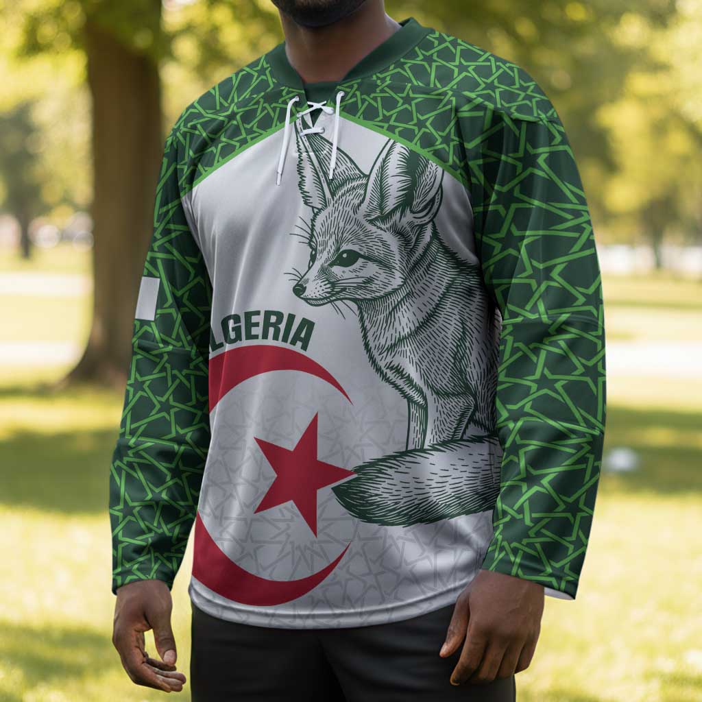 Custom Algeria Football Hockey Jersey 2026 Go Greens Fennec With Islamic Pattern - African Pride