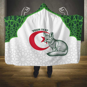 Custom Algeria Football Hooded Blanket 2026 Go Greens Fennec With Islamic Pattern - African Pride