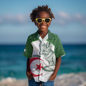 Custom Algeria Football Kid Hawaiian Shirt 2026 Go Greens Fennec With Islamic Pattern LT14