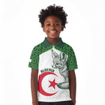 Custom Algeria Football Kid Polo Shirt 2026 Go Greens Fennec With Islamic Pattern LT14
