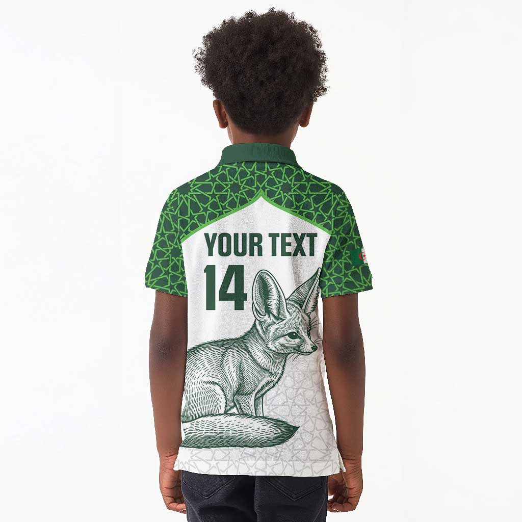 Custom Algeria Football Kid Polo Shirt 2026 Go Greens Fennec With Islamic Pattern LT14