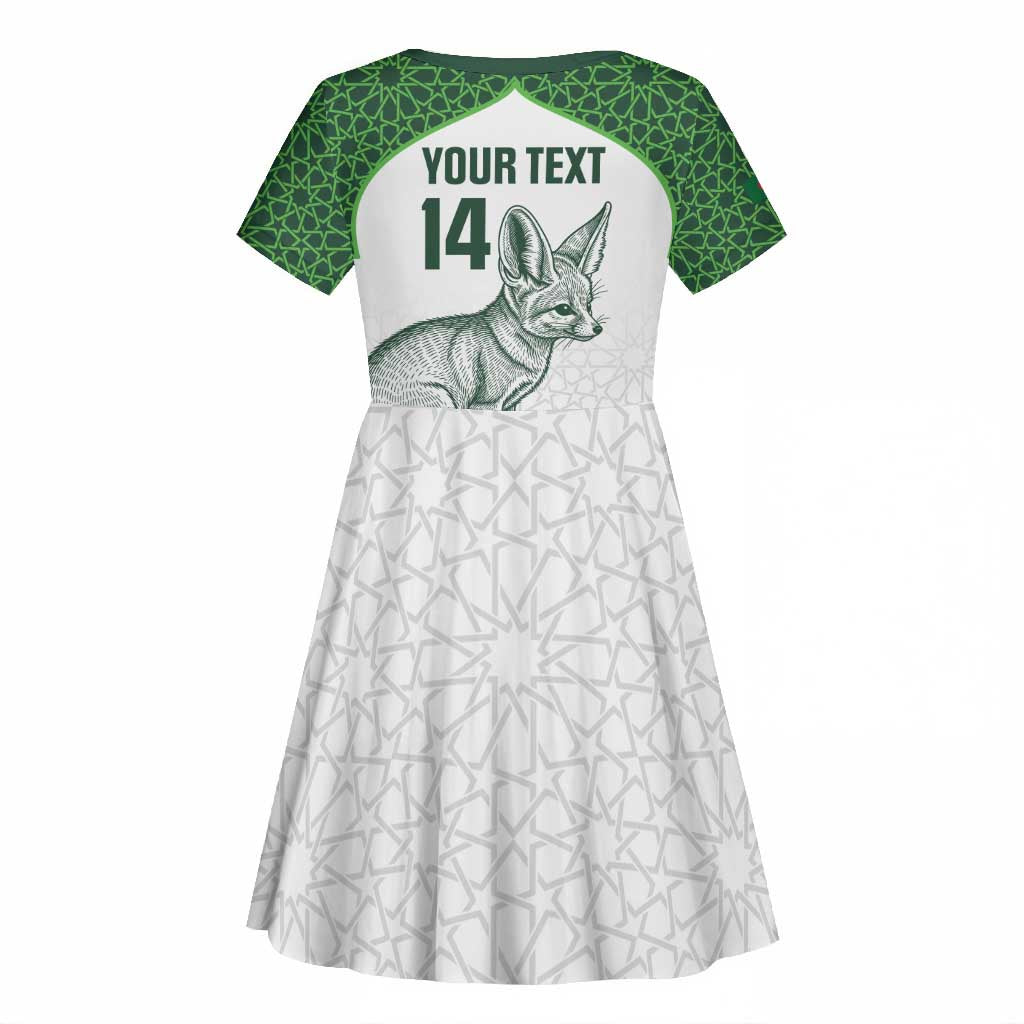 Custom Algeria Football Kid Short Sleeve Dress 2026 Go Greens Fennec With Islamic Pattern LT14
