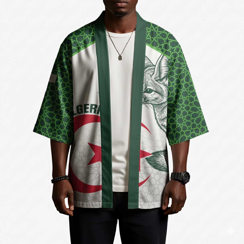 Custom Algeria Football Kimono 2026 Go Greens Fennec With Islamic Pattern - African Pride