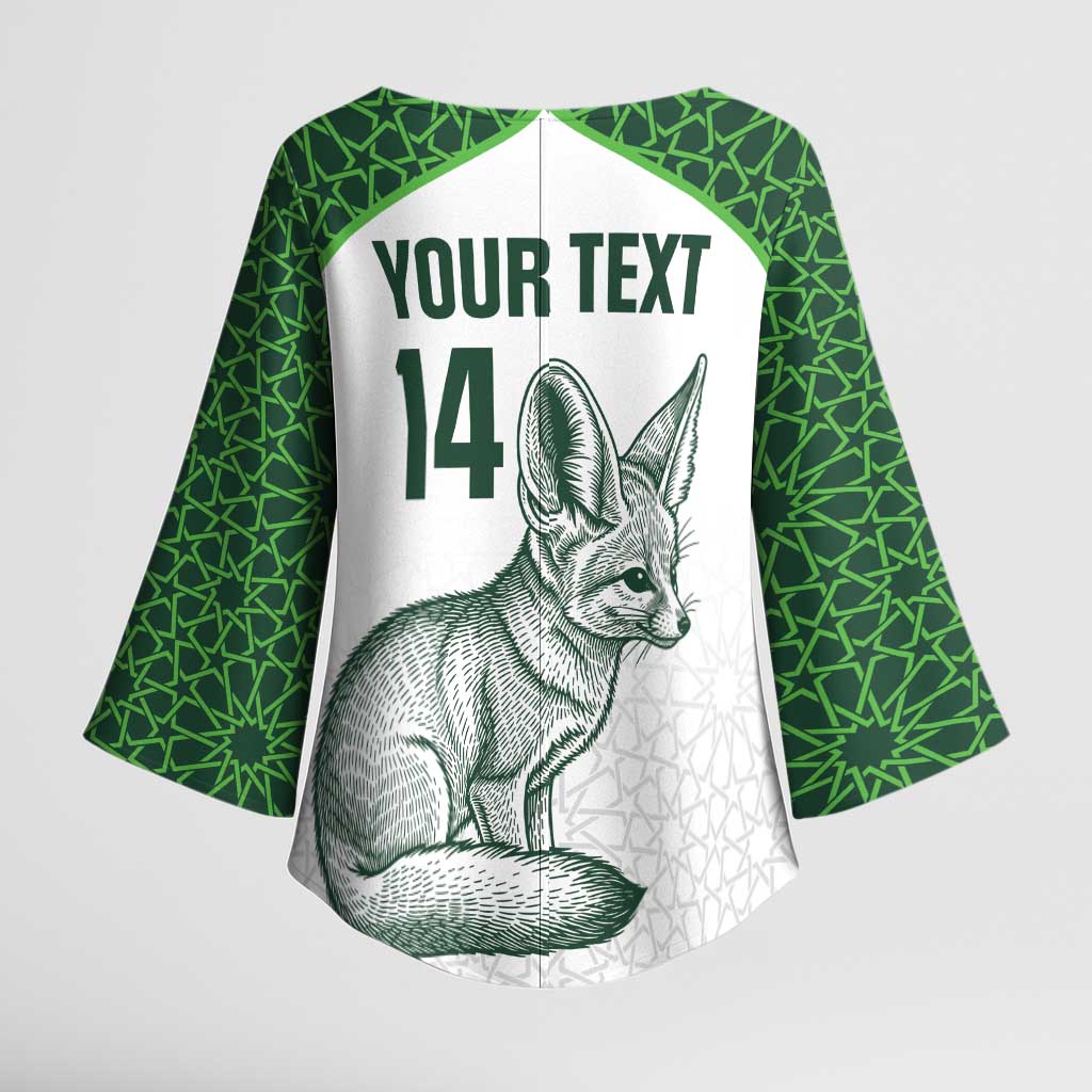 Custom Algeria Football Kimono Sleeve Blouse 2026 Go Greens Fennec With Islamic Pattern - African Pride