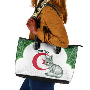 Custom Algeria Football Leather Tote Bag 2026 Go Greens Fennec With Islamic Pattern - African Pride