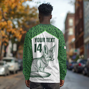 Custom Algeria Football Long Sleeve Shirt 2026 Go Greens Fennec With Islamic Pattern - African Pride