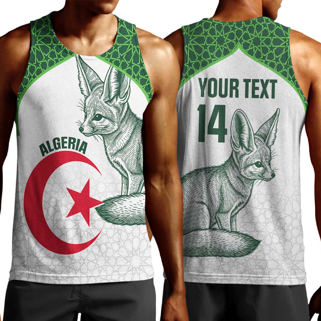 Custom Algeria Football Men Tank Top 2026 Go Greens Fennec With Islamic Pattern - African Pride