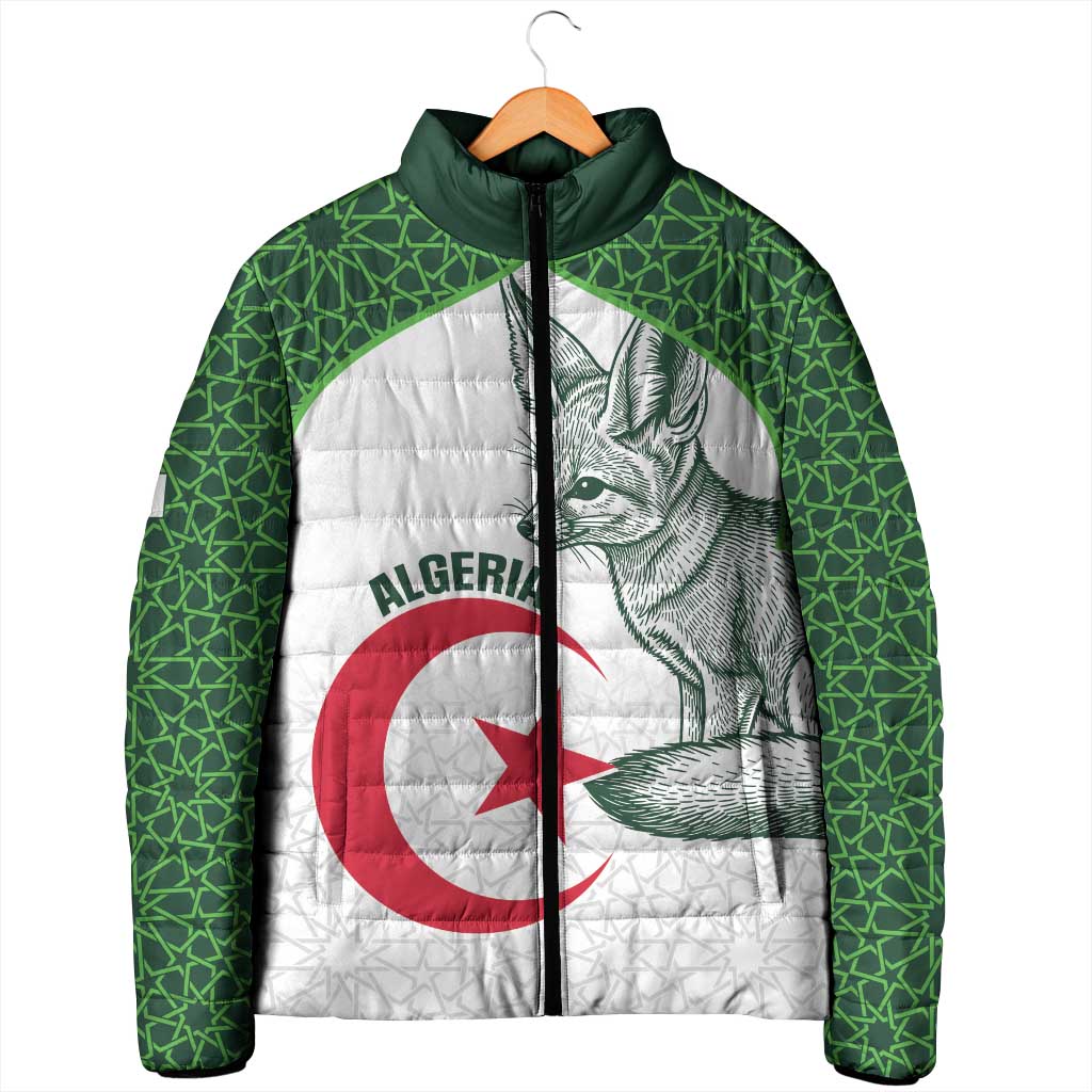 Custom Algeria Football Padded Jacket 2026 Go Greens Fennec With Islamic Pattern - African Pride