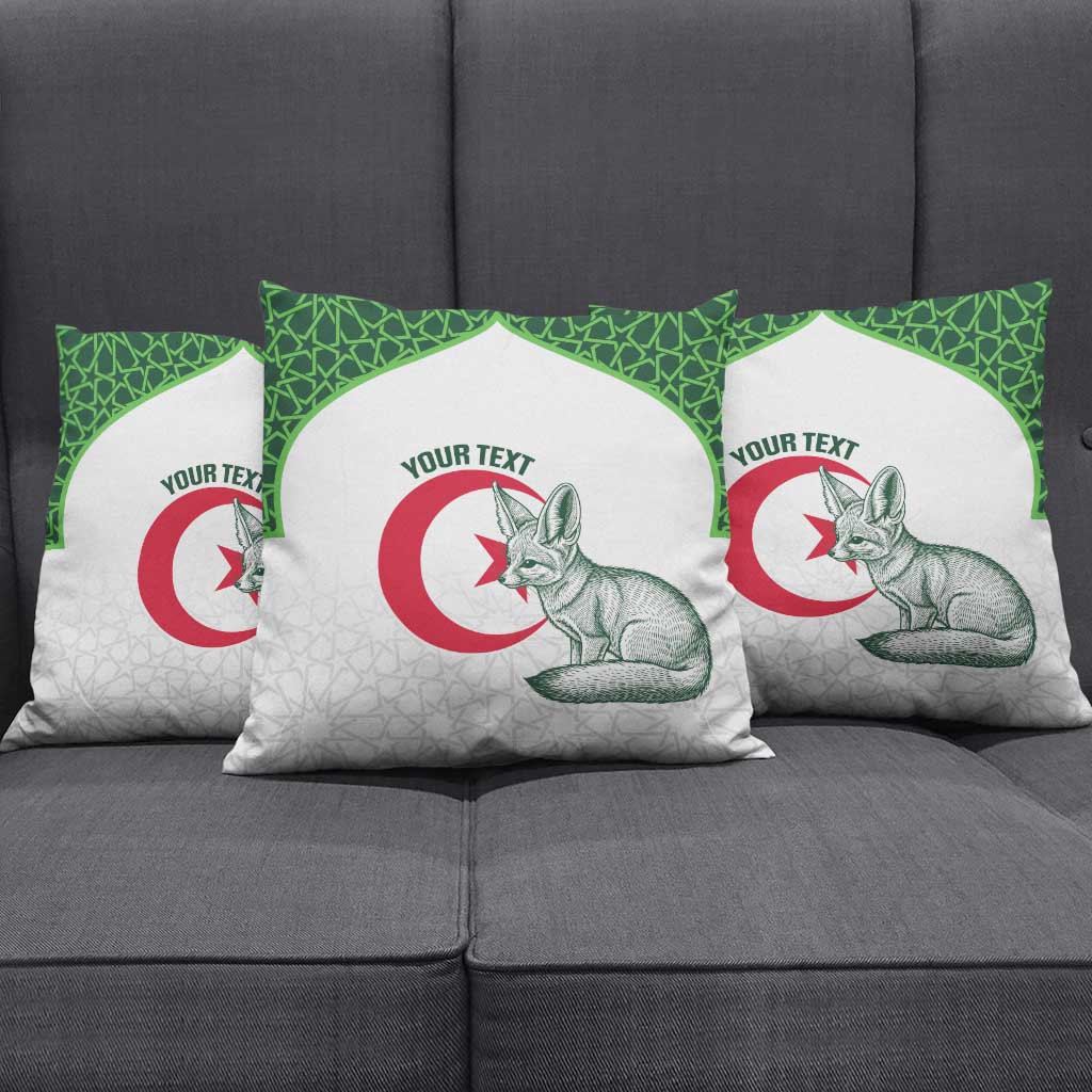 Custom Algeria Football Pillow Cover 2026 Go Greens Fennec With Islamic Pattern - African Pride