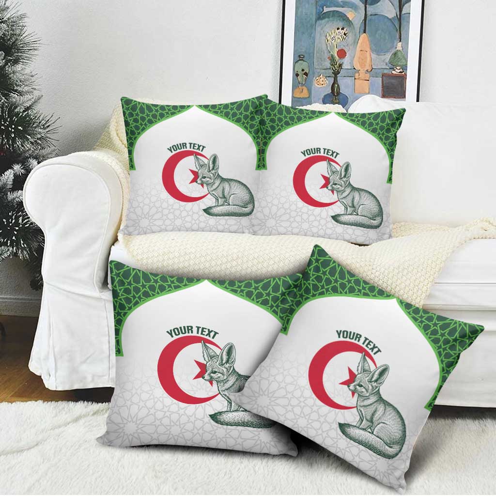 Custom Algeria Football Pillow Cover 2026 Go Greens Fennec With Islamic Pattern - African Pride
