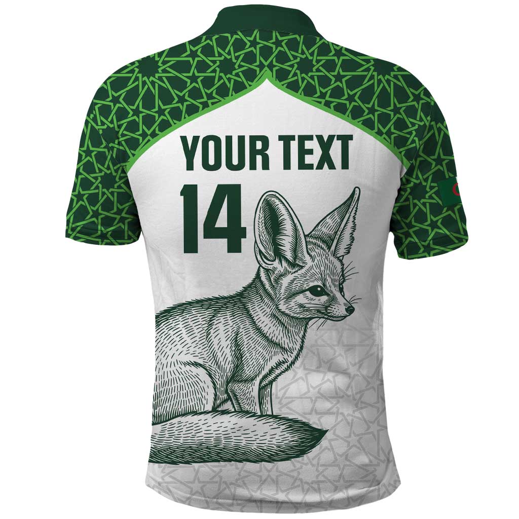 Custom Algeria Football Polo Shirt 2026 Go Greens Fennec With Islamic Pattern LT14