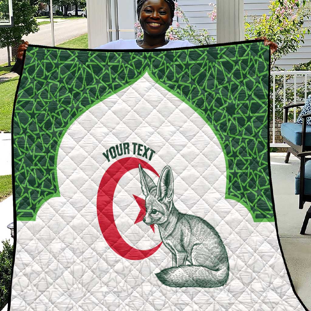 Custom Algeria Football Quilt 2026 Go Greens Fennec With Islamic Pattern - African Pride