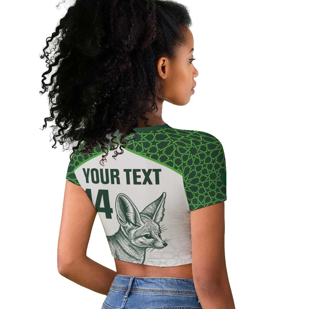 Custom Algeria Football Raglan Cropped T shirt 2026 Go Greens Fennec With Islamic Pattern LT14