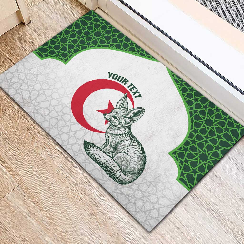 Custom Algeria Football Rubber Doormat 2026 Go Greens Fennec With Islamic Pattern - African Pride