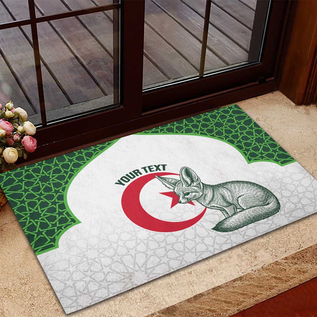Custom Algeria Football Rubber Doormat 2026 Go Greens Fennec With Islamic Pattern - African Pride