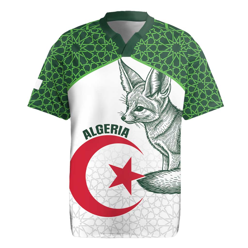 Custom Algeria Football Rugby Jersey 2026 Go Greens Fennec With Islamic Pattern LT14