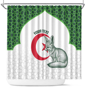Custom Algeria Football Shower Curtain 2026 Go Greens Fennec With Islamic Pattern - African Pride