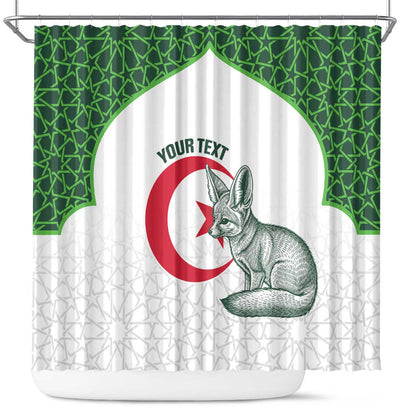 Custom Algeria Football Shower Curtain 2026 Go Greens Fennec With Islamic Pattern - African Pride