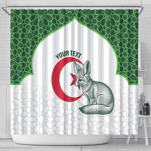 Custom Algeria Football Shower Curtain 2026 Go Greens Fennec With Islamic Pattern - African Pride