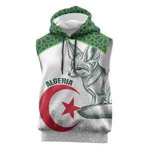 Custom Algeria Football Sleeveless Hoodie 2026 Go Greens Fennec With Islamic Pattern - African Pride