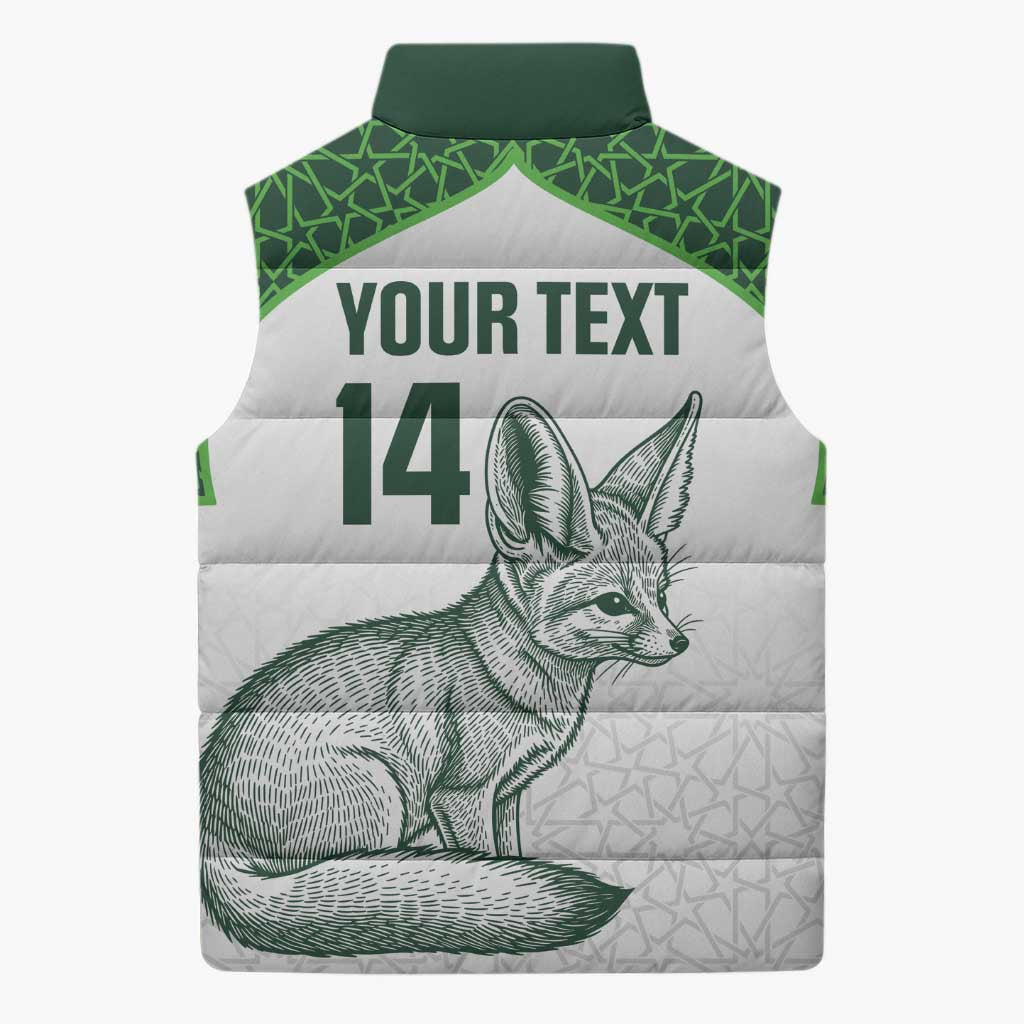 Custom Algeria Football Sleeveless Puffer Jacket 2026 Go Greens Fennec With Islamic Pattern - African Pride