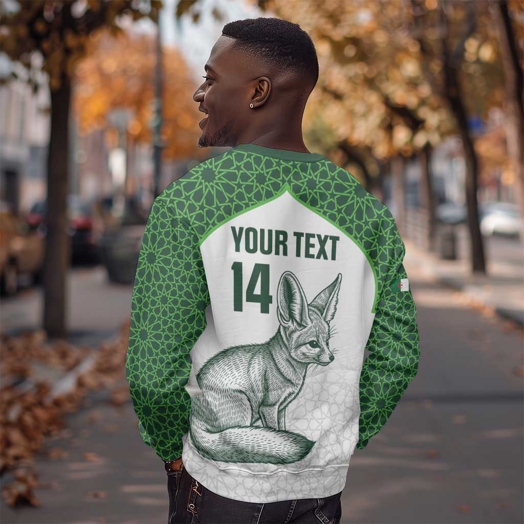 Custom Algeria Football Sweatshirt 2026 Go Greens Fennec With Islamic Pattern - African Pride