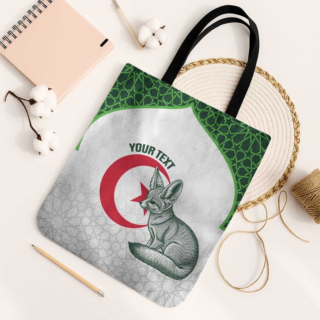 Custom Algeria Football Tote Bag 2026 Go Greens Fennec With Islamic Pattern - African Pride