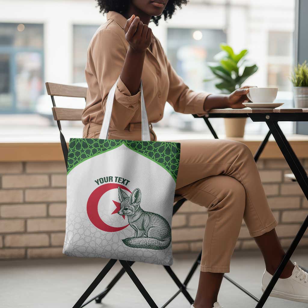 Custom Algeria Football Tote Bag 2026 Go Greens Fennec With Islamic Pattern - African Pride