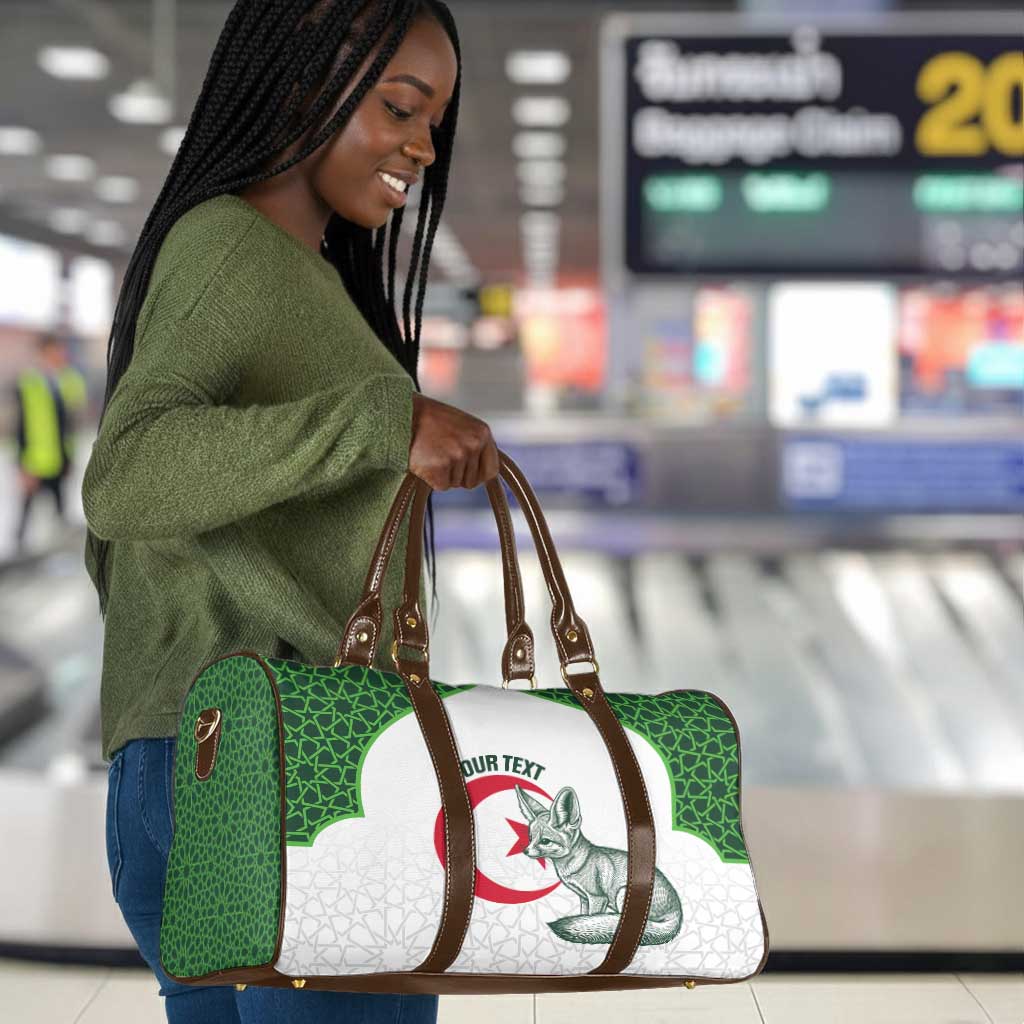 Custom Algeria Football Travel Bag 2026 Go Greens Fennec With Islamic Pattern - African Pride