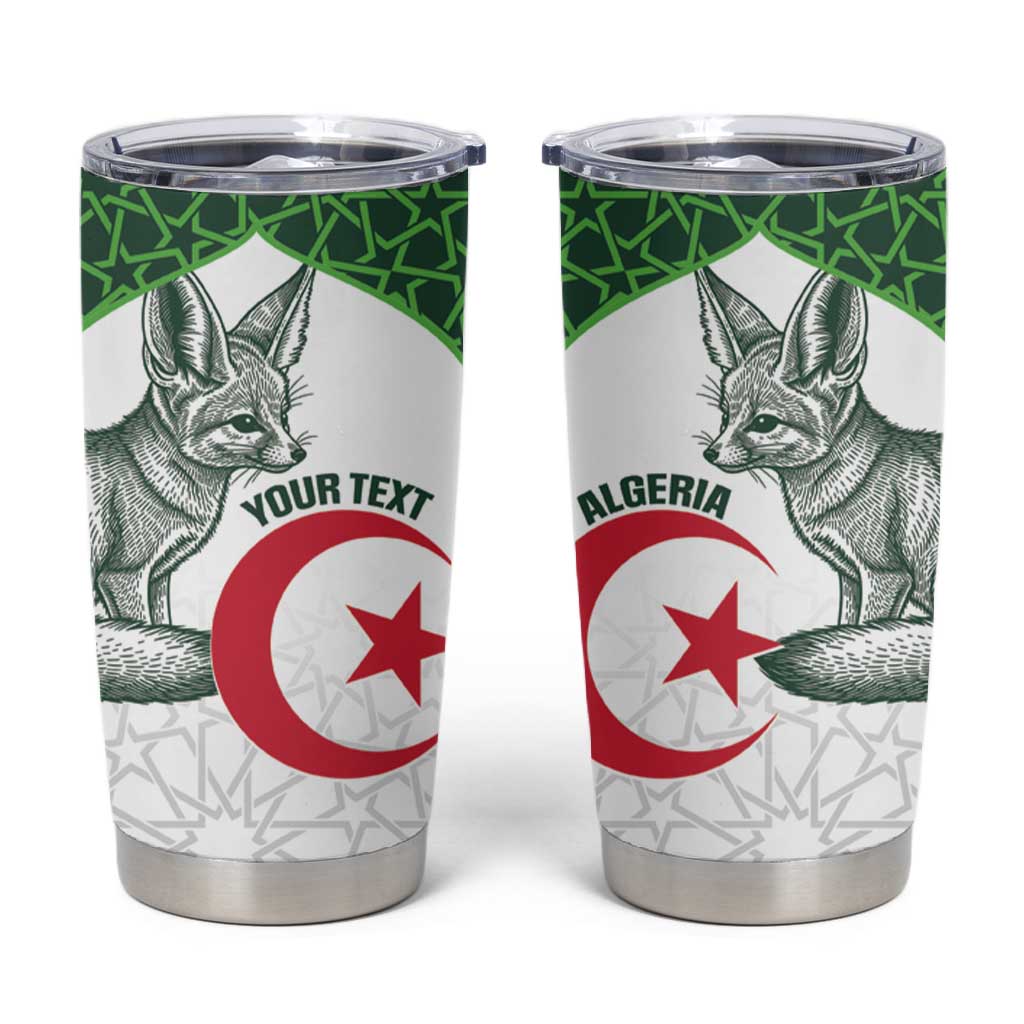 Custom Algeria Football Tumbler Cup 2026 Go Greens Fennec With Islamic Pattern - African Pride