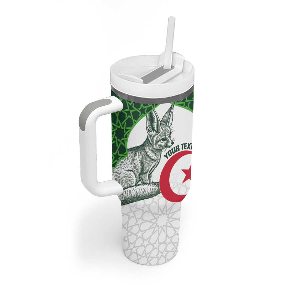Custom Algeria Football Tumbler With Handle 2026 Go Greens Fennec With Islamic Pattern - African Pride