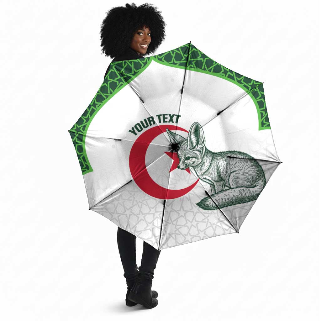 Custom Algeria Football Umbrella 2026 Go Greens Fennec With Islamic Pattern - African Pride