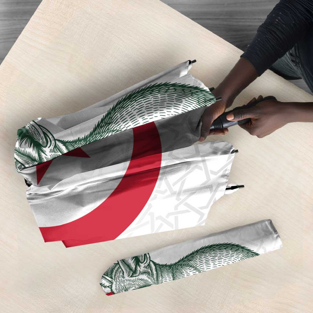 Custom Algeria Football Umbrella 2026 Go Greens Fennec With Islamic Pattern - African Pride
