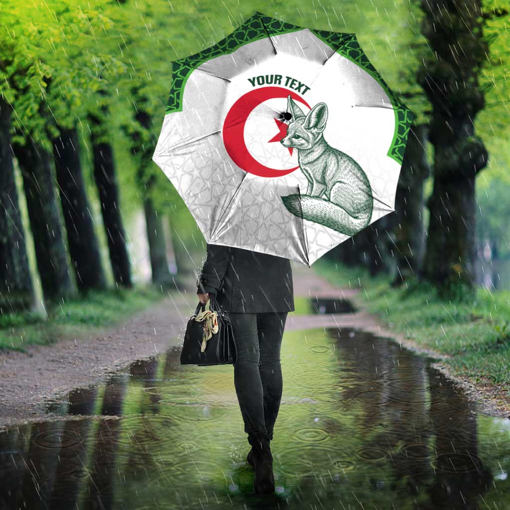 Custom Algeria Football Umbrella 2026 Go Greens Fennec With Islamic Pattern - African Pride