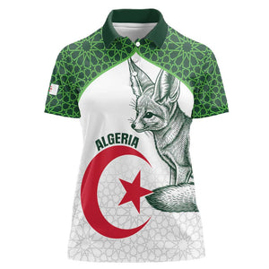Custom Algeria Football Women Polo Shirt 2026 Go Greens Fennec With Islamic Pattern LT14