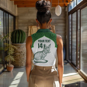 Custom Algeria Football Women Sleeveless Polo Shirt 2026 Go Greens Fennec With Islamic Pattern - African Pride