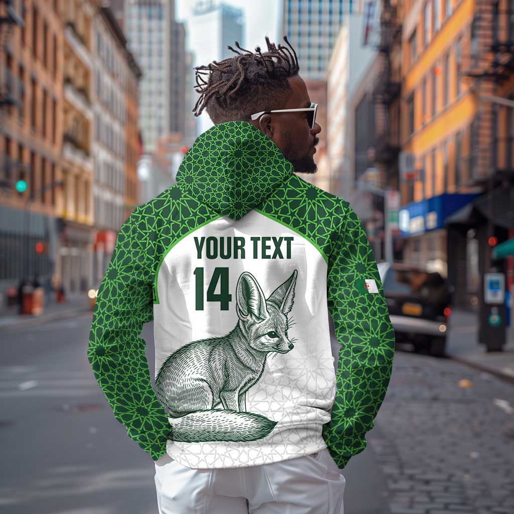 Custom Algeria Football Zip Hoodie 2026 Go Greens Fennec With Islamic Pattern - African Pride