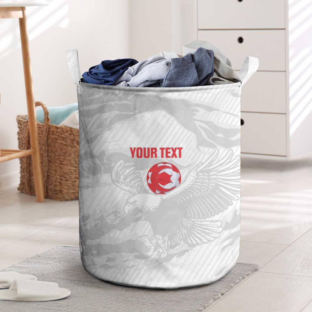 Custom Tunisia Football Laundry Basket 2026 Eagles of Carthage White Grunge - African Pride